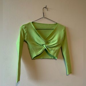 Lime green crop sweater